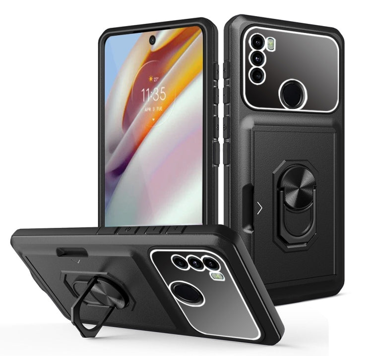 For Motorola Moto G60 Card Ring Holder PC + TPU Phone Case