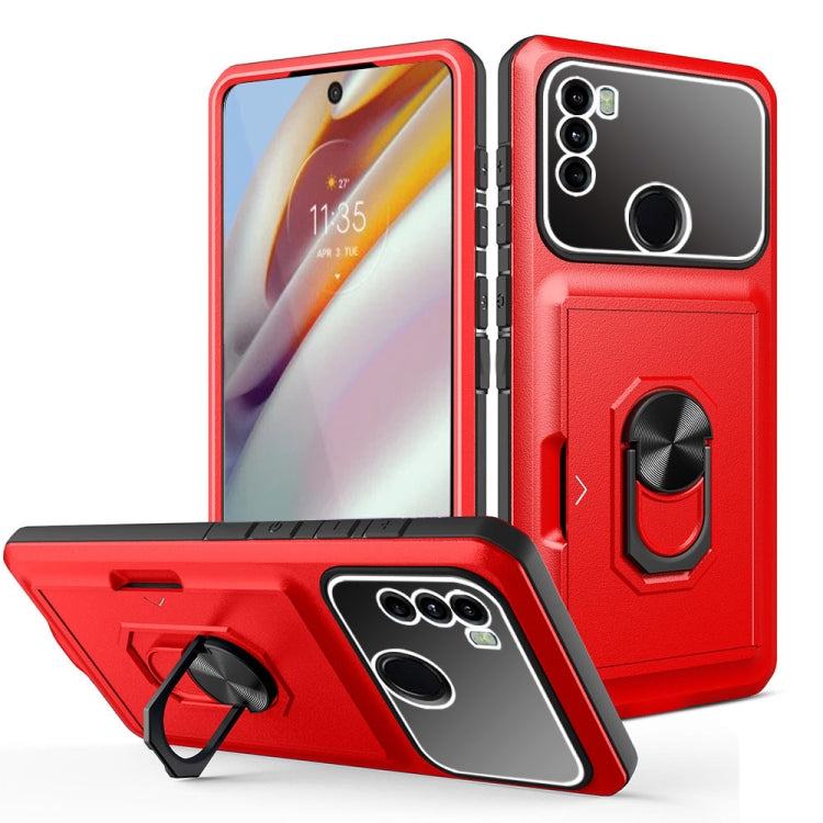 For Motorola Moto G60 Card Ring Holder PC + TPU Phone Case
