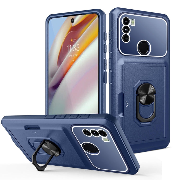 For Motorola Moto G60 Card Ring Holder PC + TPU Phone Case