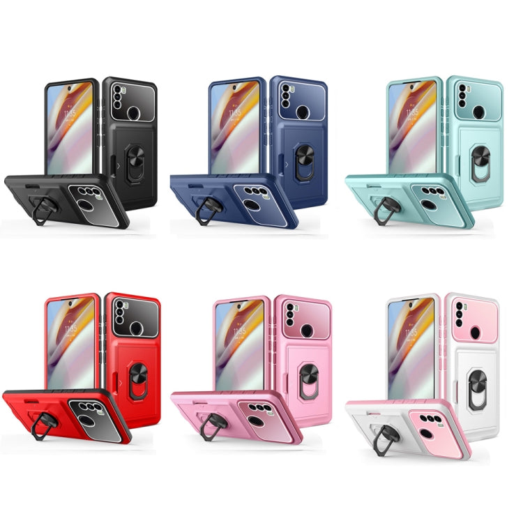 For Motorola Moto G60 Card Ring Holder PC + TPU Phone Case