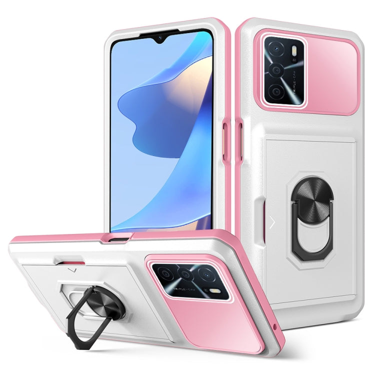 For OPPO A16 Card Ring Holder PC + TPU Phone Case