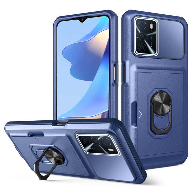 For OPPO A16 Card Ring Holder PC + TPU Phone Case