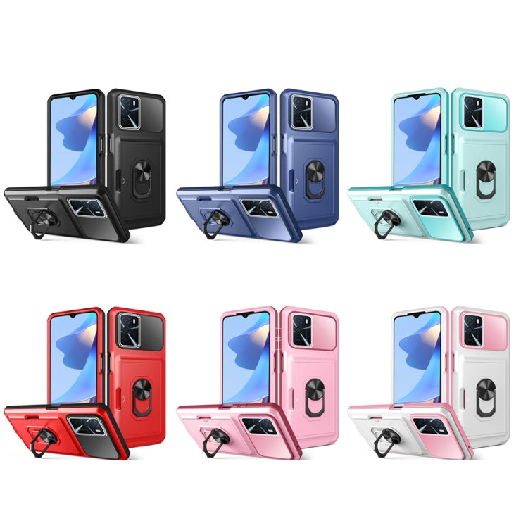 For OPPO A16 Card Ring Holder PC + TPU Phone Case