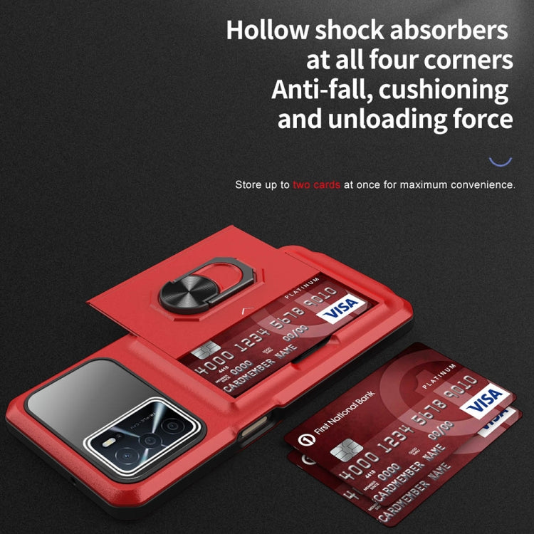 For OPPO A16 Card Ring Holder PC + TPU Phone Case