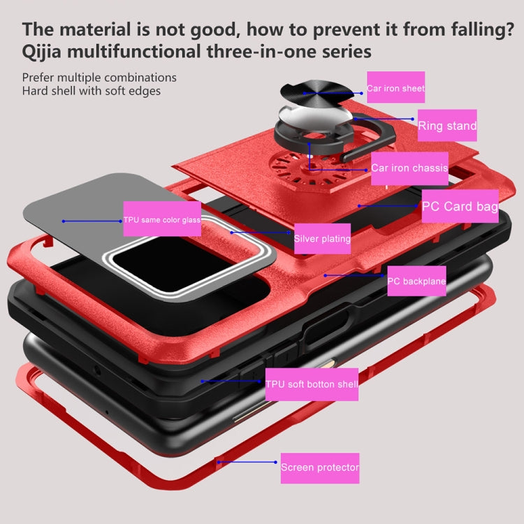 For OPPO A16 Card Ring Holder PC + TPU Phone Case