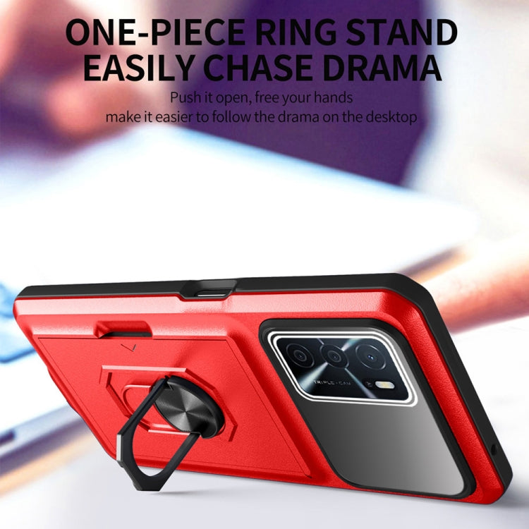 For OPPO A16 Card Ring Holder PC + TPU Phone Case