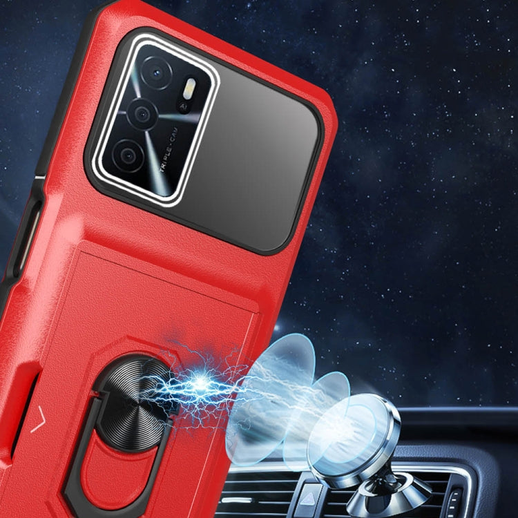 For OPPO A16 Card Ring Holder PC + TPU Phone Case
