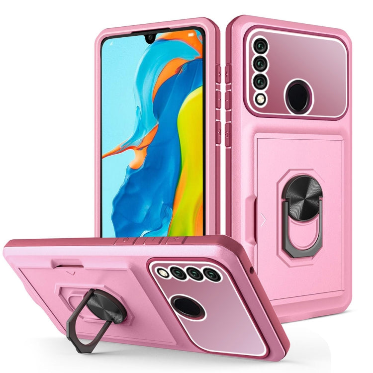 For Huawei P30 Lite Card Ring Holder PC + TPU Phone Case