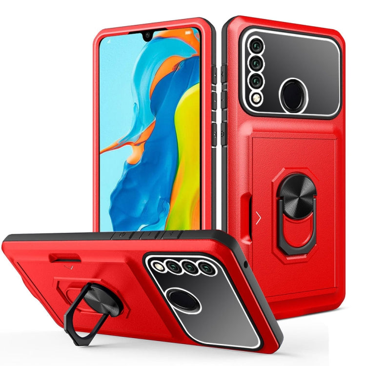 For Huawei P30 Lite Card Ring Holder PC + TPU Phone Case