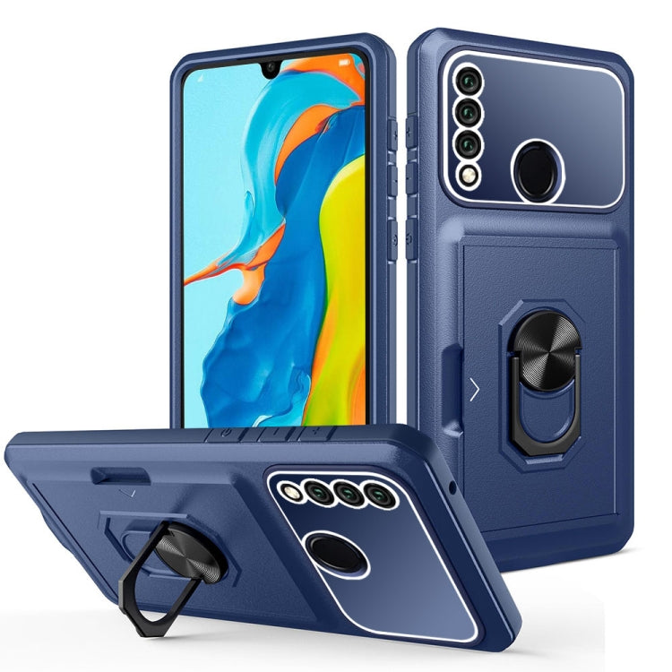 For Huawei P30 Lite Card Ring Holder PC + TPU Phone Case