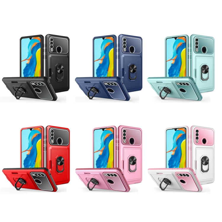 For Huawei P30 Lite Card Ring Holder PC + TPU Phone Case