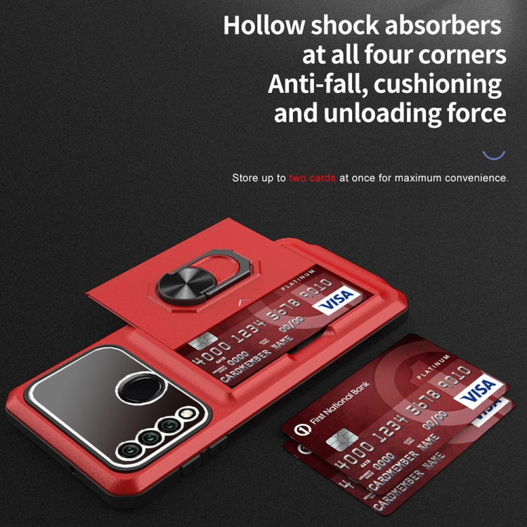 For Huawei P30 Lite Card Ring Holder PC + TPU Phone Case