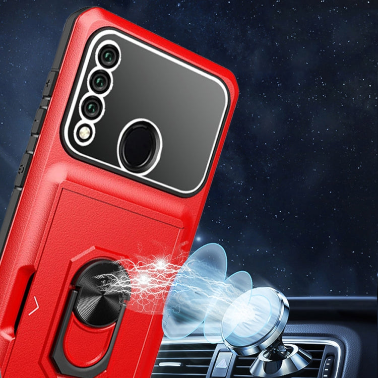 For Huawei P30 Lite Card Ring Holder PC + TPU Phone Case
