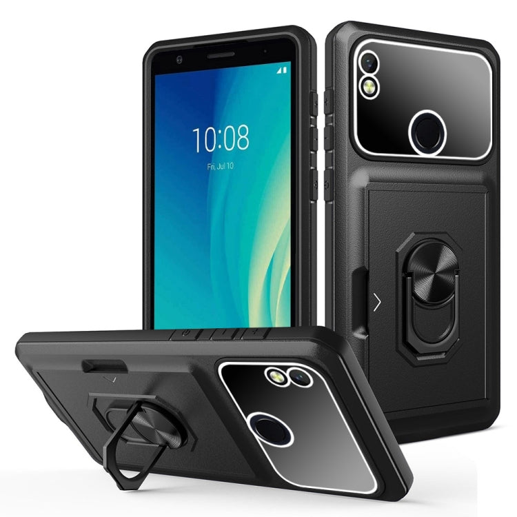 For ZTE Blade L210 Card Ring Holder PC + TPU Phone Case