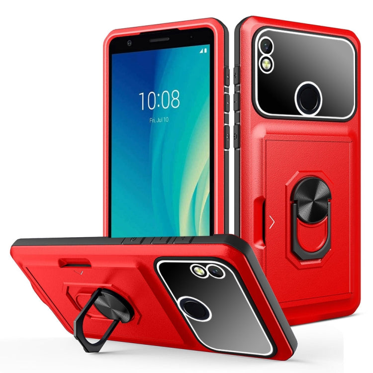 For ZTE Blade L210 Card Ring Holder PC + TPU Phone Case