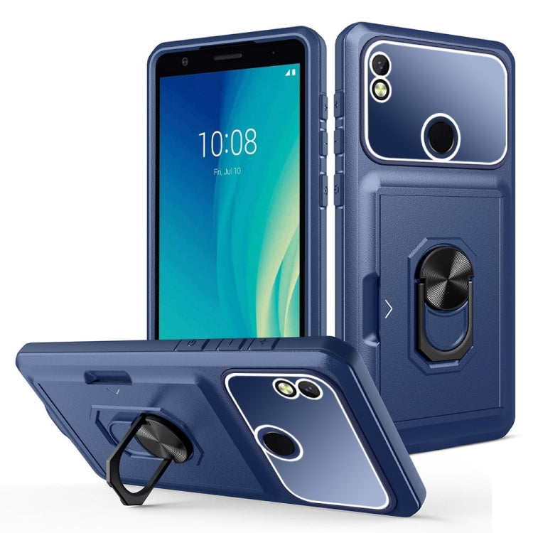 For ZTE Blade L210 Card Ring Holder PC + TPU Phone Case