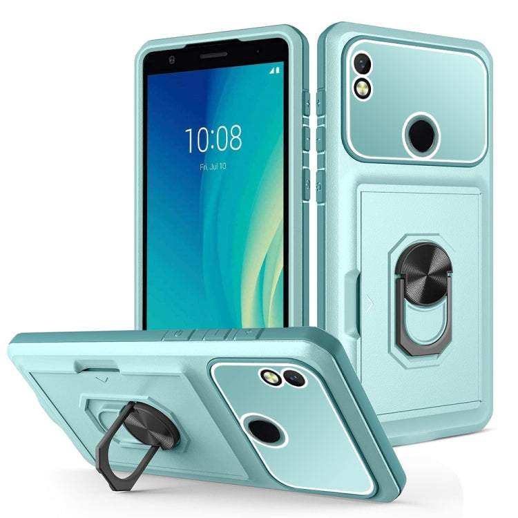 For ZTE Blade L210 Card Ring Holder PC + TPU Phone Case