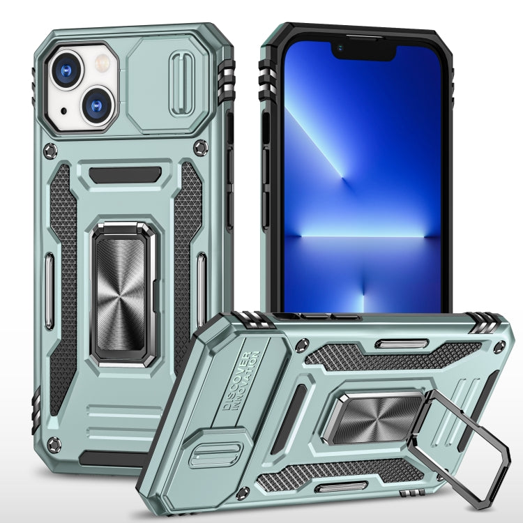For iPhone 14 Armor PC + TPU Camera Shield Phone Case