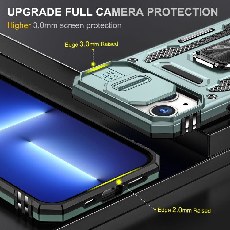 For iPhone 14 Armor PC + TPU Camera Shield Phone Case