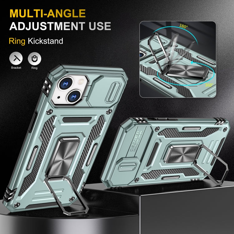 For iPhone 14 Armor PC + TPU Camera Shield Phone Case