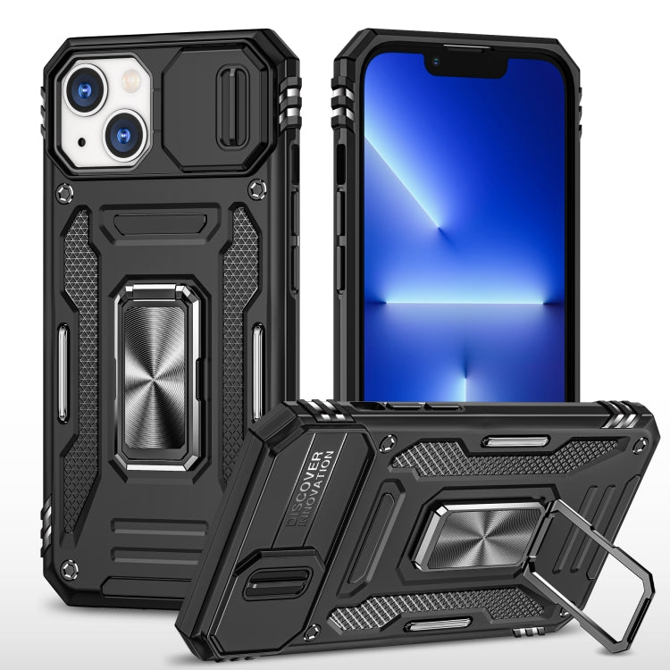 For iPhone 14 Armor PC + TPU Camera Shield Phone Case