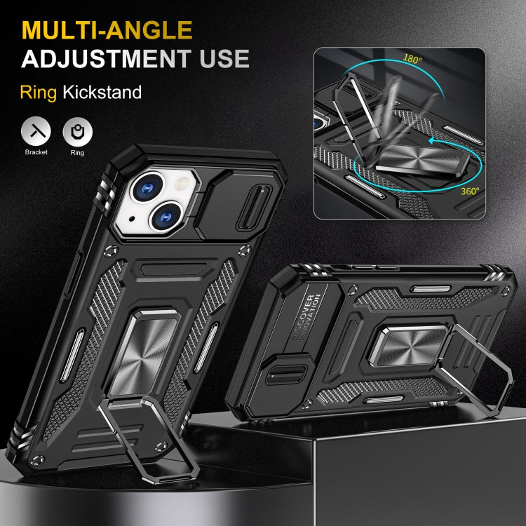 For iPhone 14 Armor PC + TPU Camera Shield Phone Case