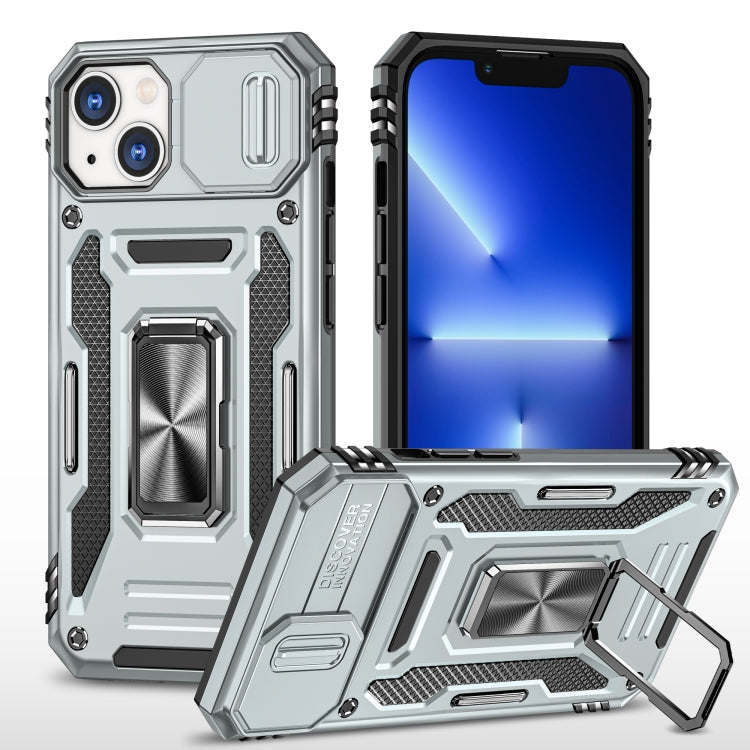 For iPhone 14 Armor PC + TPU Camera Shield Phone Case