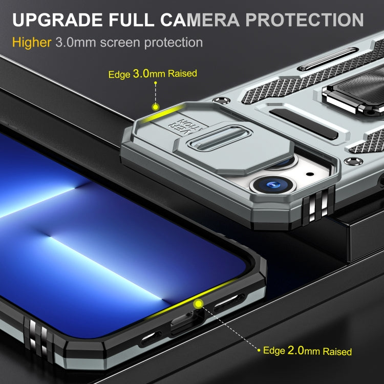 For iPhone 14 Armor PC + TPU Camera Shield Phone Case
