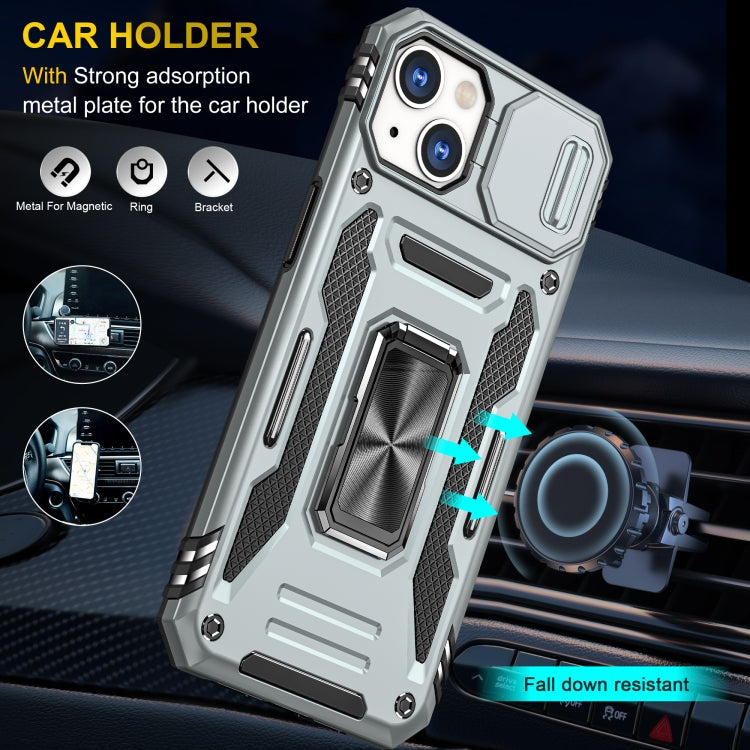 For iPhone 14 Armor PC + TPU Camera Shield Phone Case