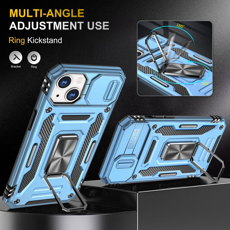 For iPhone 14 Armor PC + TPU Camera Shield Phone Case