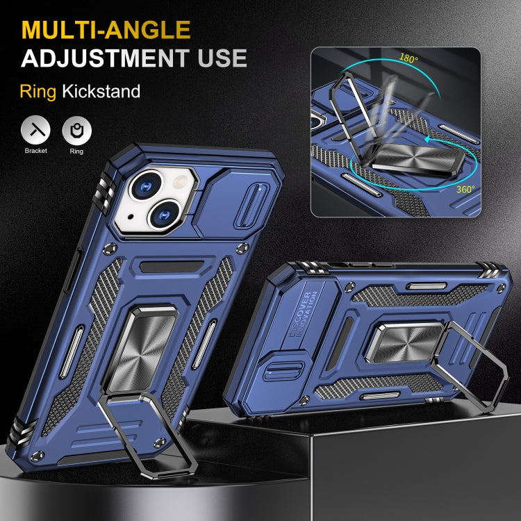 For iPhone 14 Plus Armor PC + TPU Camera Shield Phone Case