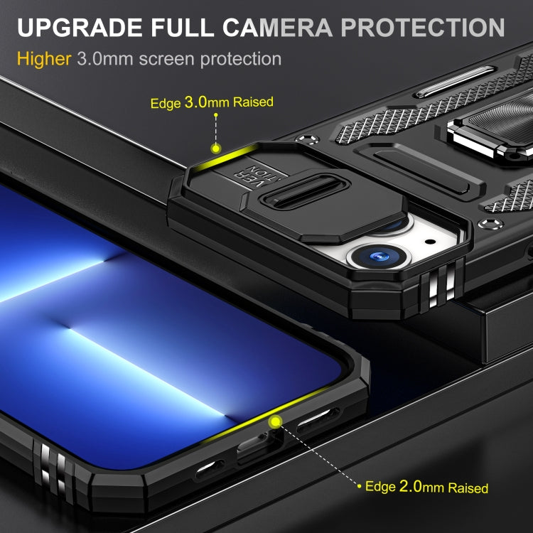 For iPhone 14 Plus Armor PC + TPU Camera Shield Phone Case