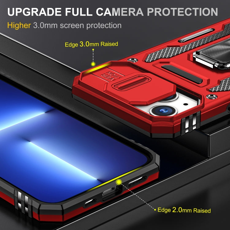For iPhone 14 Plus Armor PC + TPU Camera Shield Phone Case