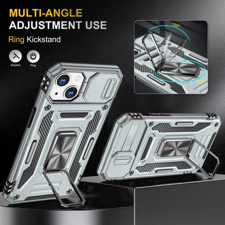 For iPhone 14 Plus Armor PC + TPU Camera Shield Phone Case