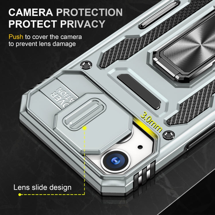 For iPhone 14 Plus Armor PC + TPU Camera Shield Phone Case