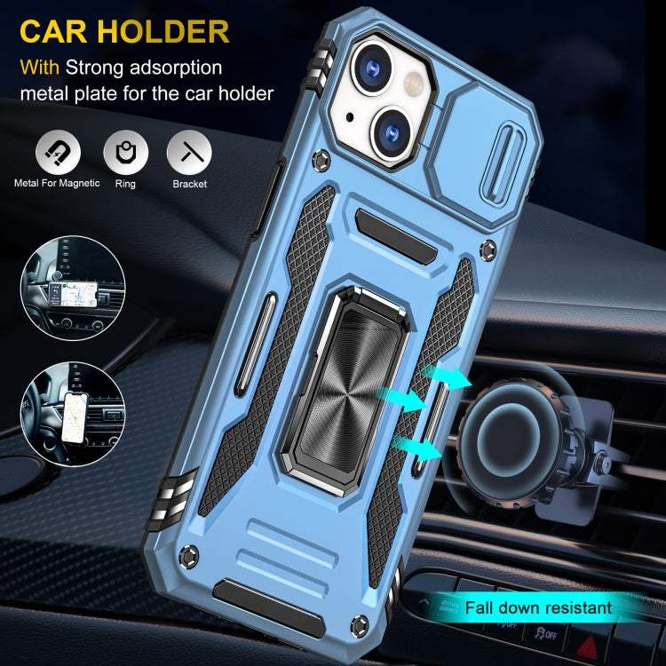 For iPhone 14 Plus Armor PC + TPU Camera Shield Phone Case