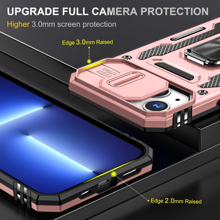 For iPhone 14 Plus Armor PC + TPU Camera Shield Phone Case