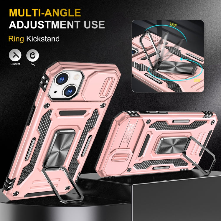 For iPhone 14 Plus Armor PC + TPU Camera Shield Phone Case