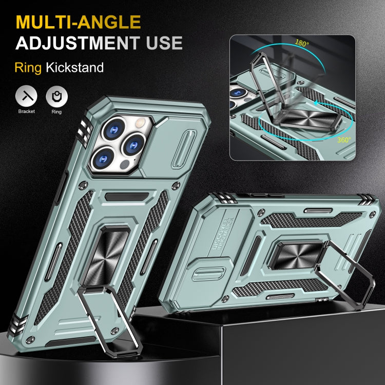 For iPhone 14 Pro Armor PC + TPU Camera Shield Phone Case
