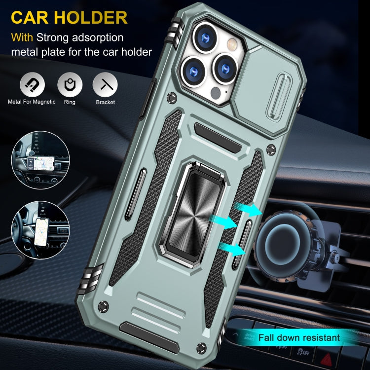 For iPhone 14 Pro Armor PC + TPU Camera Shield Phone Case