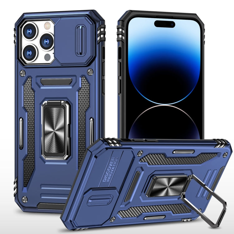 For iPhone 14 Pro Armor PC + TPU Camera Shield Phone Case