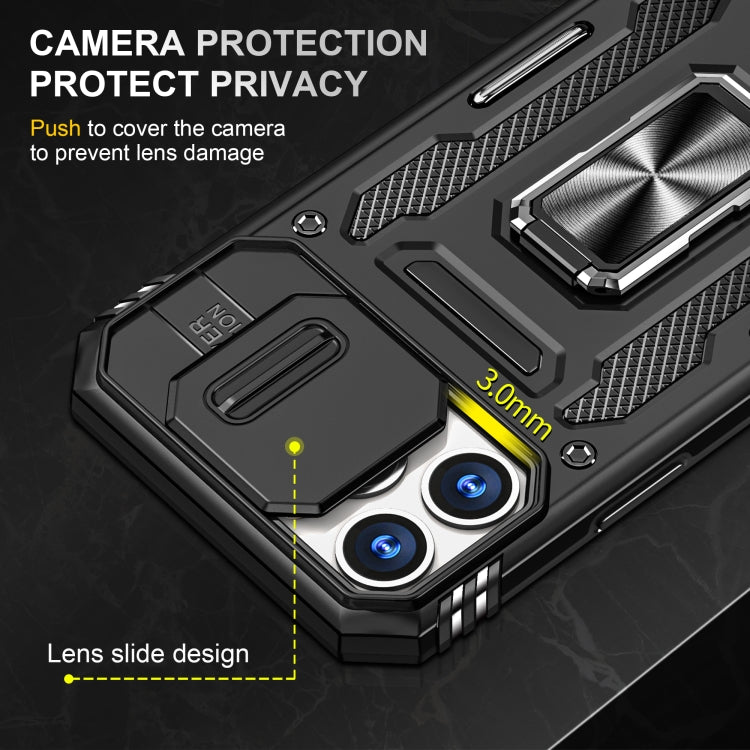 For iPhone 14 Pro Armor PC + TPU Camera Shield Phone Case