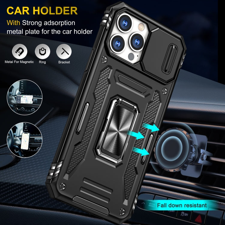 For iPhone 14 Pro Armor PC + TPU Camera Shield Phone Case