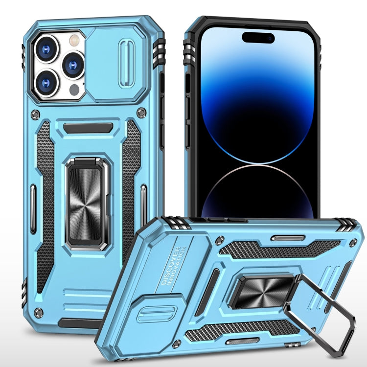 For iPhone 14 Pro Armor PC + TPU Camera Shield Phone Case