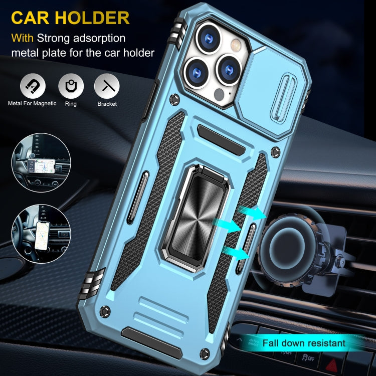 For iPhone 14 Pro Armor PC + TPU Camera Shield Phone Case