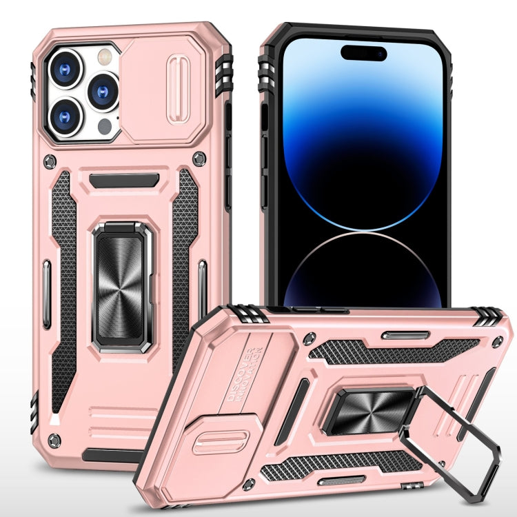 For iPhone 14 Pro Armor PC + TPU Camera Shield Phone Case