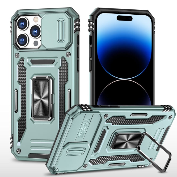 For iPhone 14 Pro Max Armor PC + TPU Camera Shield Phone Case