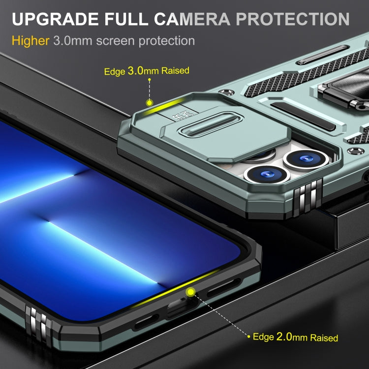 For iPhone 14 Pro Max Armor PC + TPU Camera Shield Phone Case