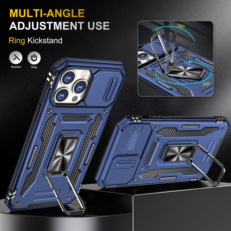 For iPhone 14 Pro Max Armor PC + TPU Camera Shield Phone Case