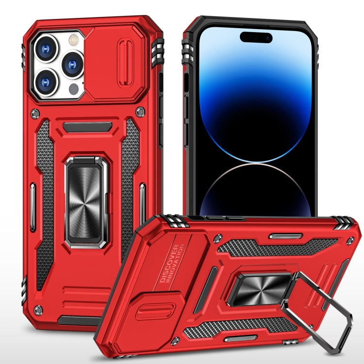 For iPhone 14 Pro Max Armor PC + TPU Camera Shield Phone Case